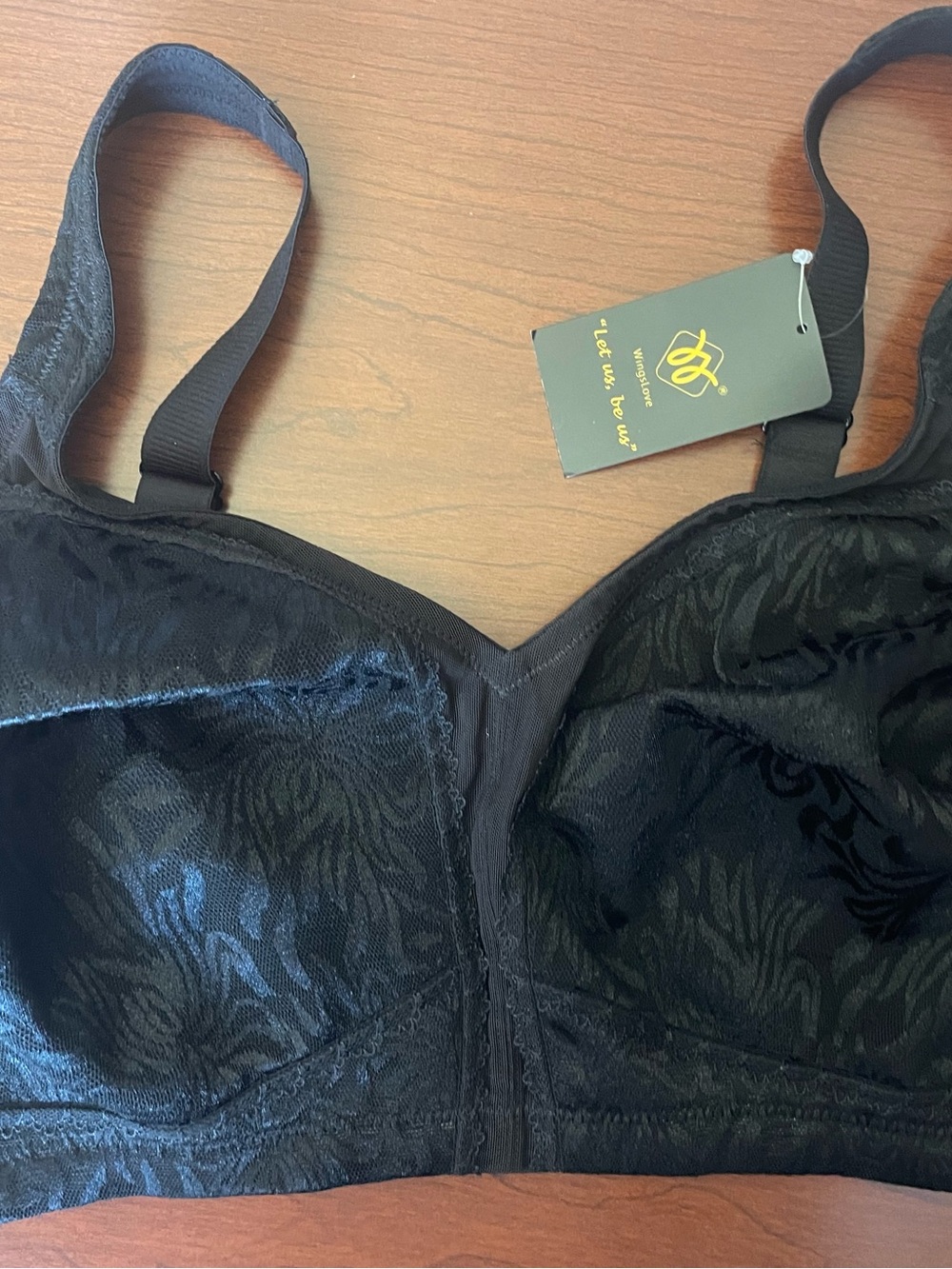 Women's Black Jacquard Support Bra - 36C